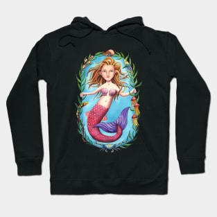 Pink-Tailed Mermaid and her Seaweed Circle Hoodie